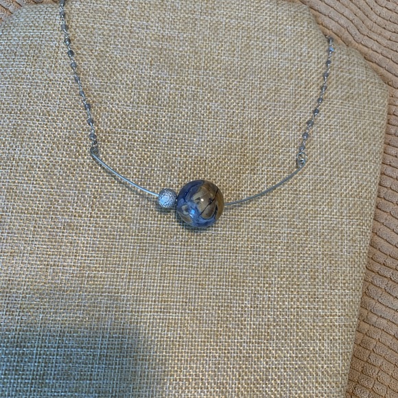 One of a kind chalcedony earth and moon pendant with labradorite chain. NWT - Picture 6 of 10